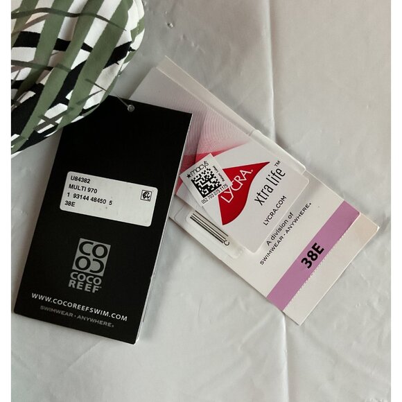 NWT Coco Reef PerfectionFit Tropical Palm Print Tankini Top Adjustable Strap 38E - Picture 5 of 12